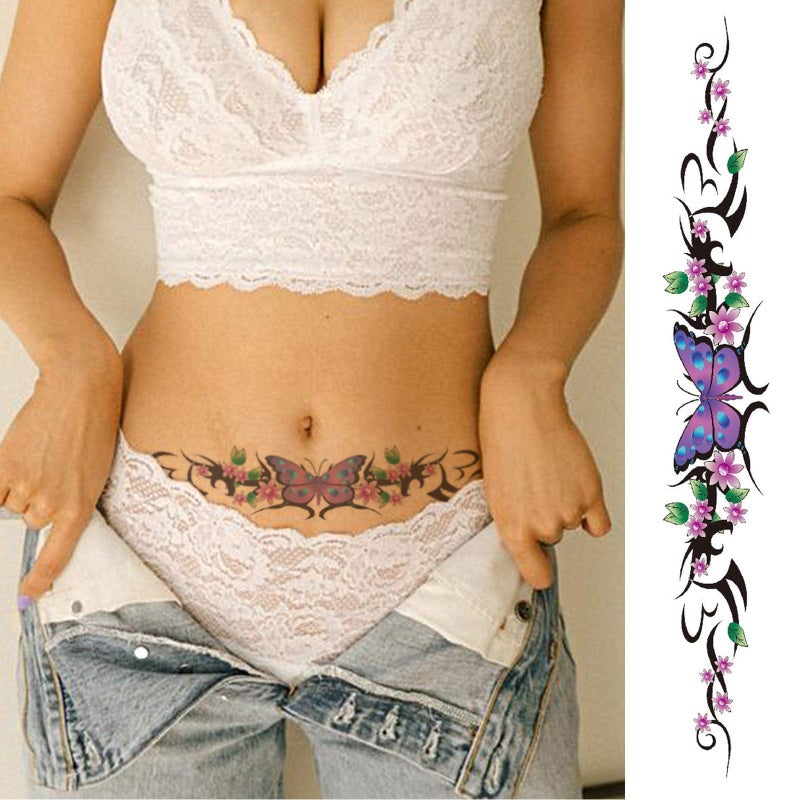 CARGEN Sexy Flower Temporary Tattoos - 10 Sheets Realistic Sexy Flowers Vine Butterfly Long Back Sleeves Tattoos for Women Girls Makeup Fake Tattoo Great for Waist Belly Back Spine Arm Leg Collarbone - Image 4